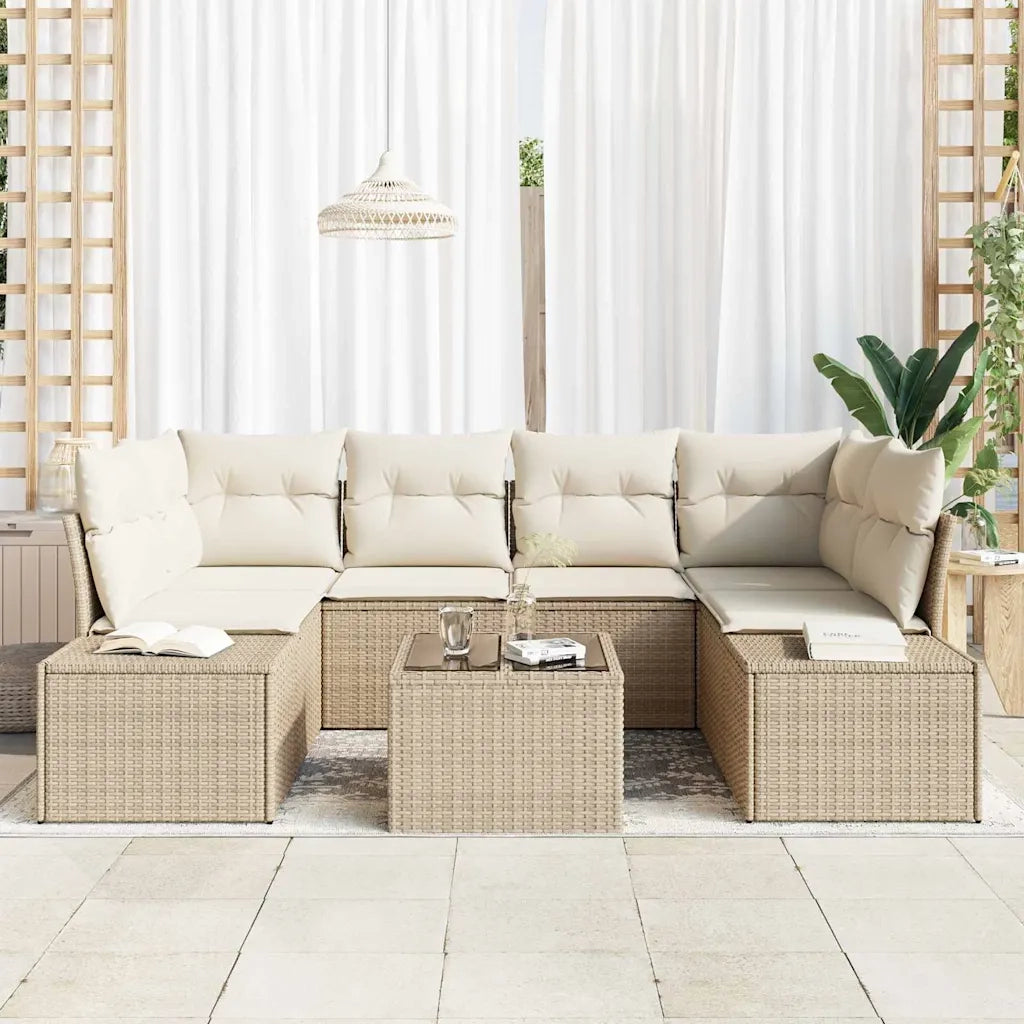 Set Divano da Giardino 8 pcs Beige e Crema polyrattan 3355630
