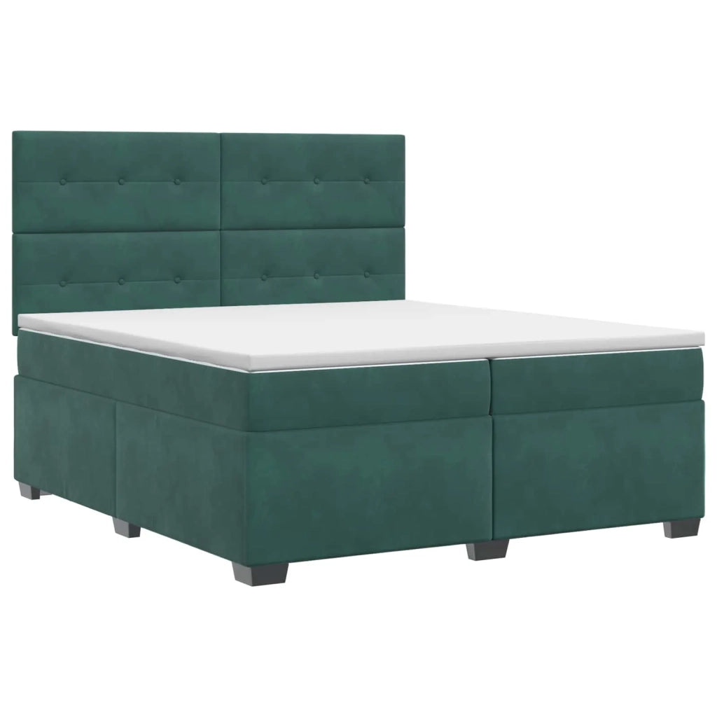 Letto box spring con materasso Verde Scuro 200 x 200 cm Velluto 3453713