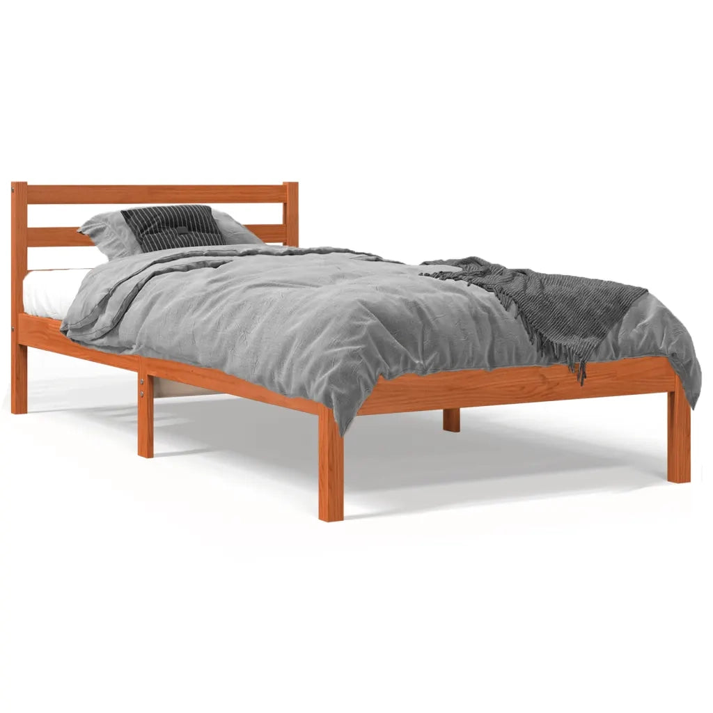 Letto senza Materasso-Struttura Letto Marrone Cera 90x190 cm in Legno di Pino 228417
