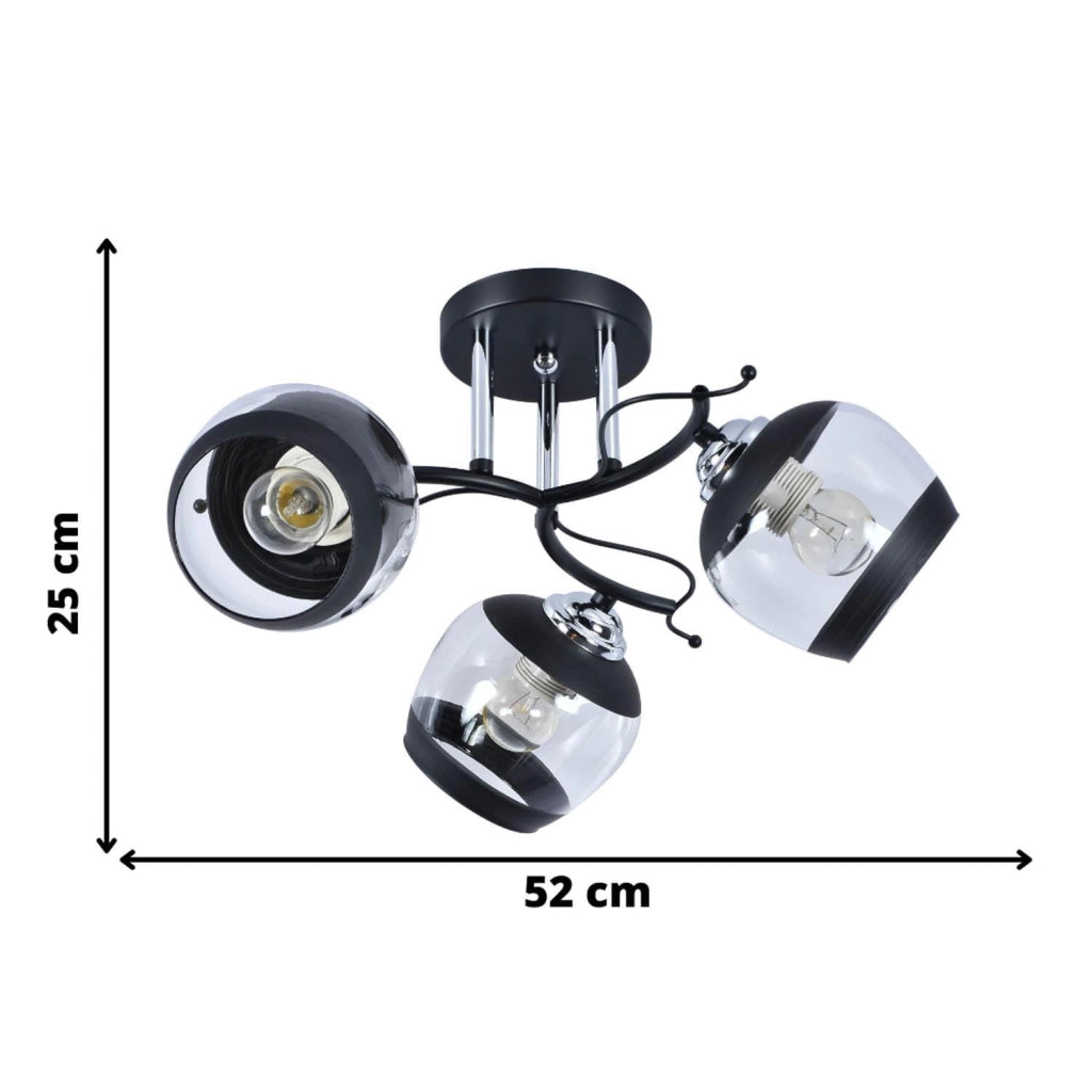 Lampadario Alemria Lampex 966/3 3 luci E27 nero cromo