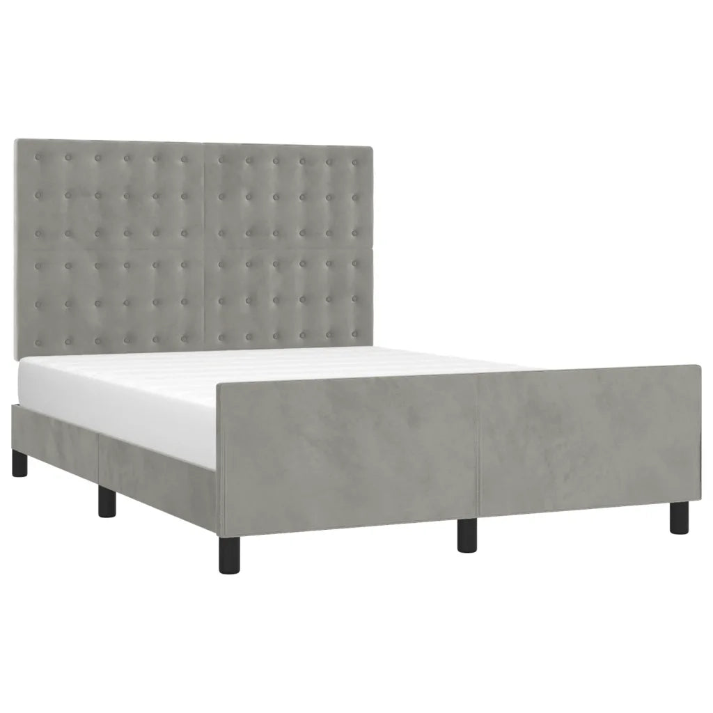 Giroletto senza Materasso-Struttura Letto Grigio Chiaro 140x190 cm Velluto 122658