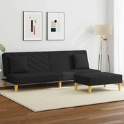 Divano Letto 2 Posti con Cuscini e Poggiapiedi-Sofa Letto 2 Posti-Daybed Nero in Tessuto