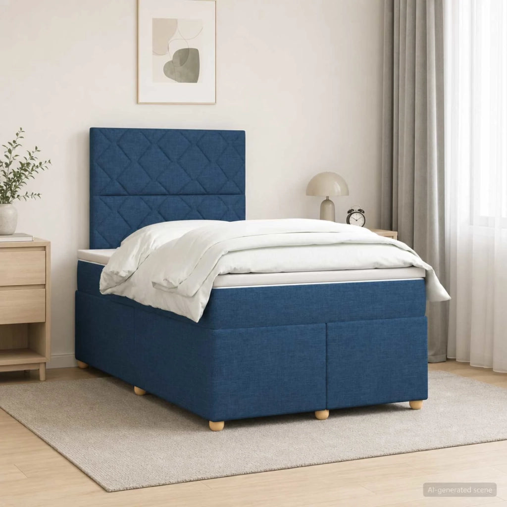 Letto box spring con materasso Blu 120 x 200 cm Tessuto 3455335