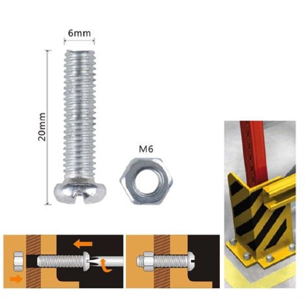 Trade Shop - Set 10 Pz Viti Vite Testa A Croce Tonda 6x20 Mm Con Dadi Dado Esagonale M6 90976 -