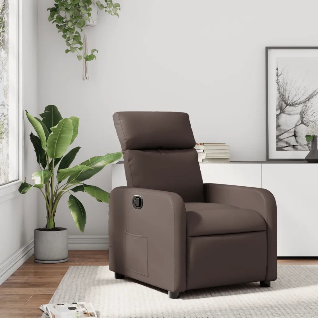 Poltrona | Sedia Relax Reclinabile Marrone in Similpelle