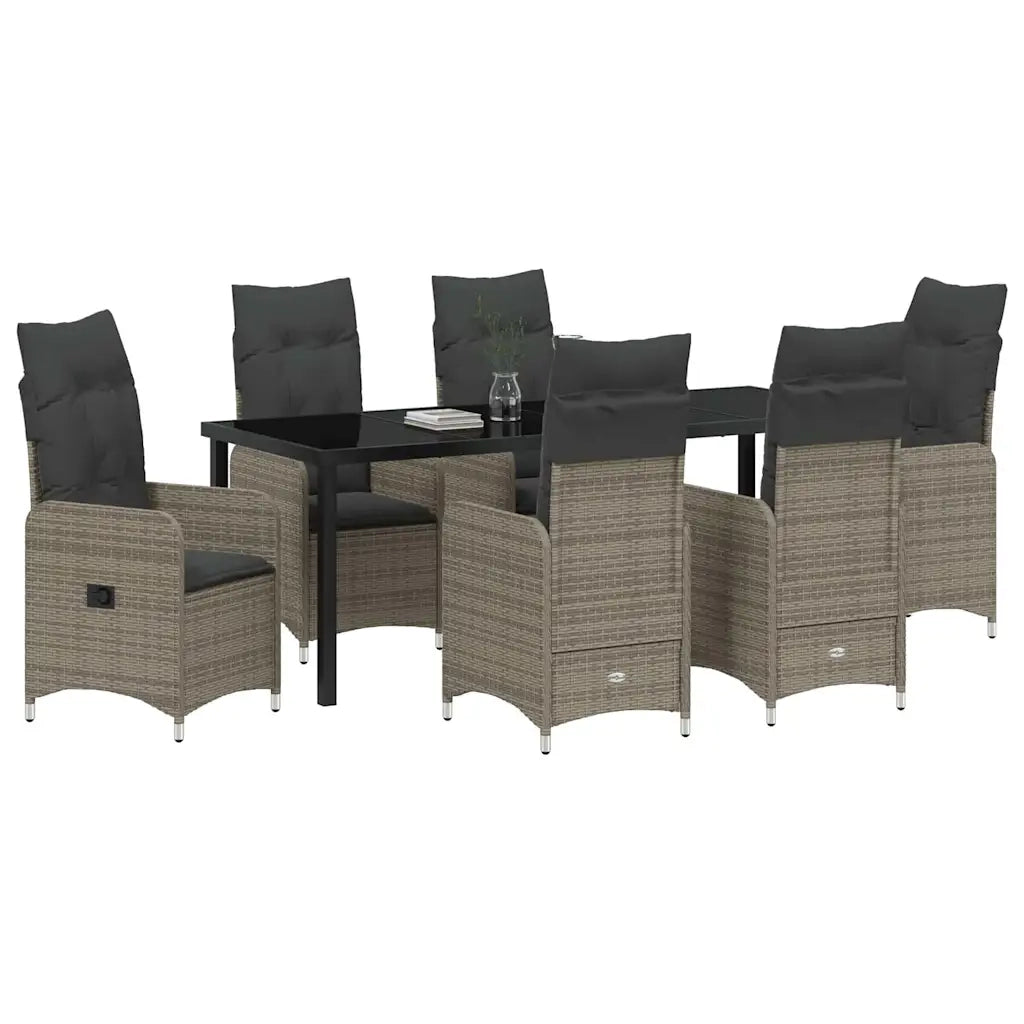 Set da Pranzo per Giardino con cuscino 7 pcs Grigio polyrattan 3379651