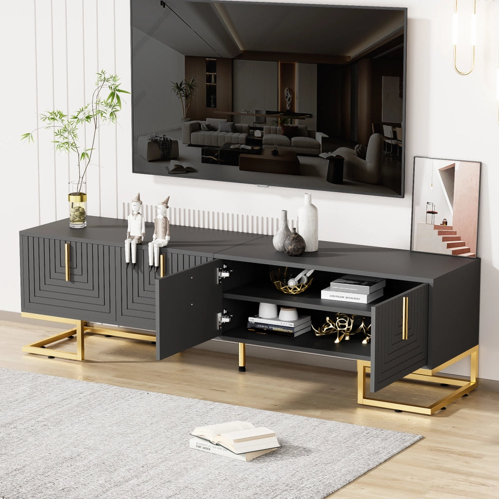 Mobile TV con ante strutturate - Zephmum - Maniglie e gambe dorate