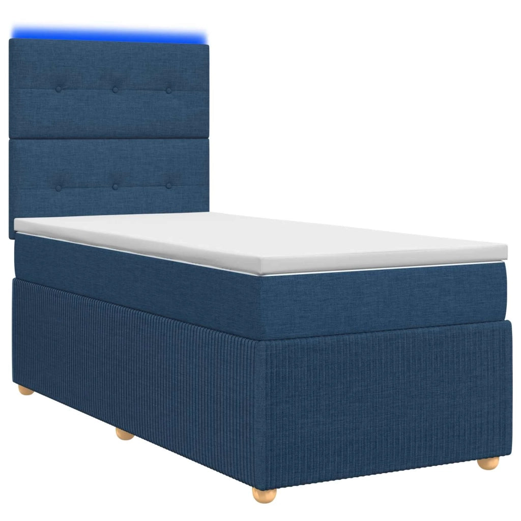 Letto Box Spring LED con Materasso Blu 80 x 200 cm Tessuto 3455733