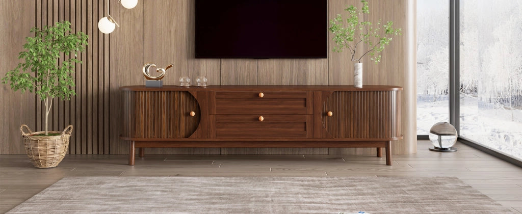 Cassettiera TV in MDF color noce lunghezza 170 cm
