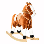 EasyComfort Cavallo a Dondolo in Legno con Suono Animale Regalo Giocattolo per i Bambini, 74 x 28 x 65 cm, Marrone