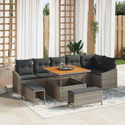 Set Divano da Giardino con cuscino 9 pcs Grigio polyrattan 3362668