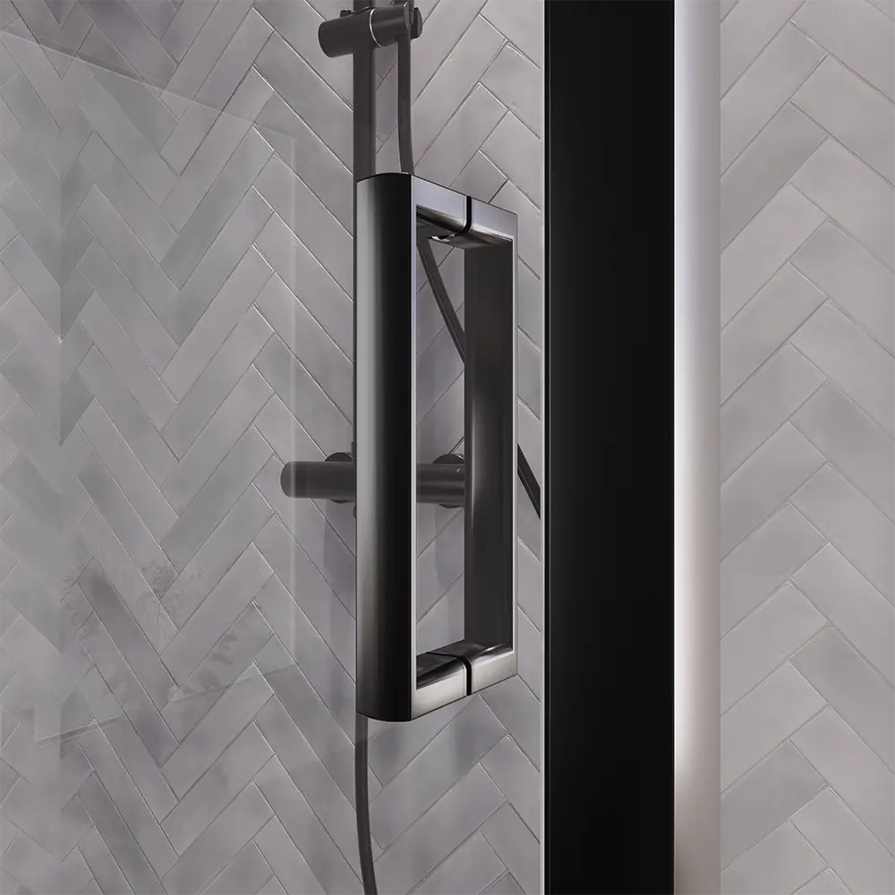 Box doccia 70x100 cm scorrevole vetro 6mm trasparente profili nero opaco | Lipari
