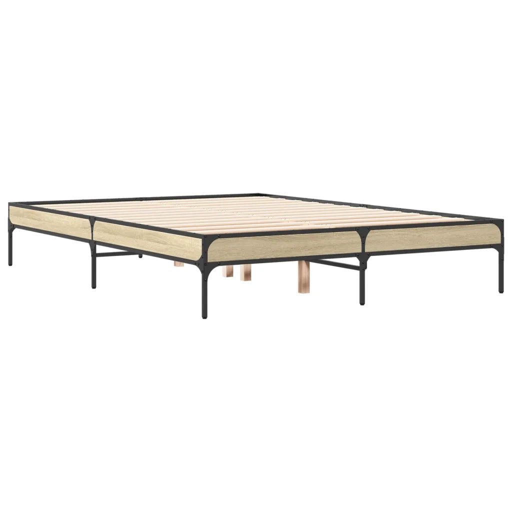 Letto matrimoniale | Letto per adulti | Giroletto Rovere Sonoma 120x200 cm in Legno Multistrato Metallo