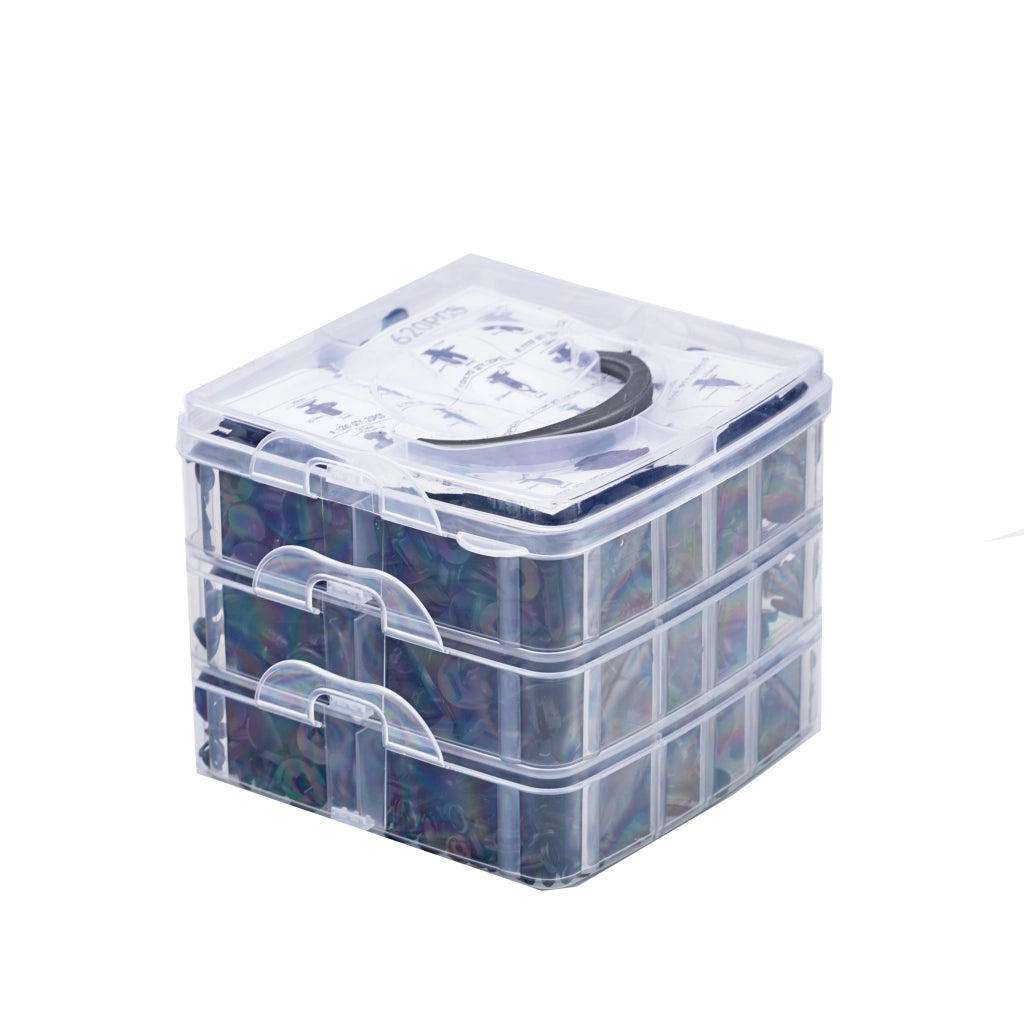 Set di Rivetti Auto Rosfix – 620 Pezzi in Scatola di Plastica | Nylon Resistente, 16 Misure
