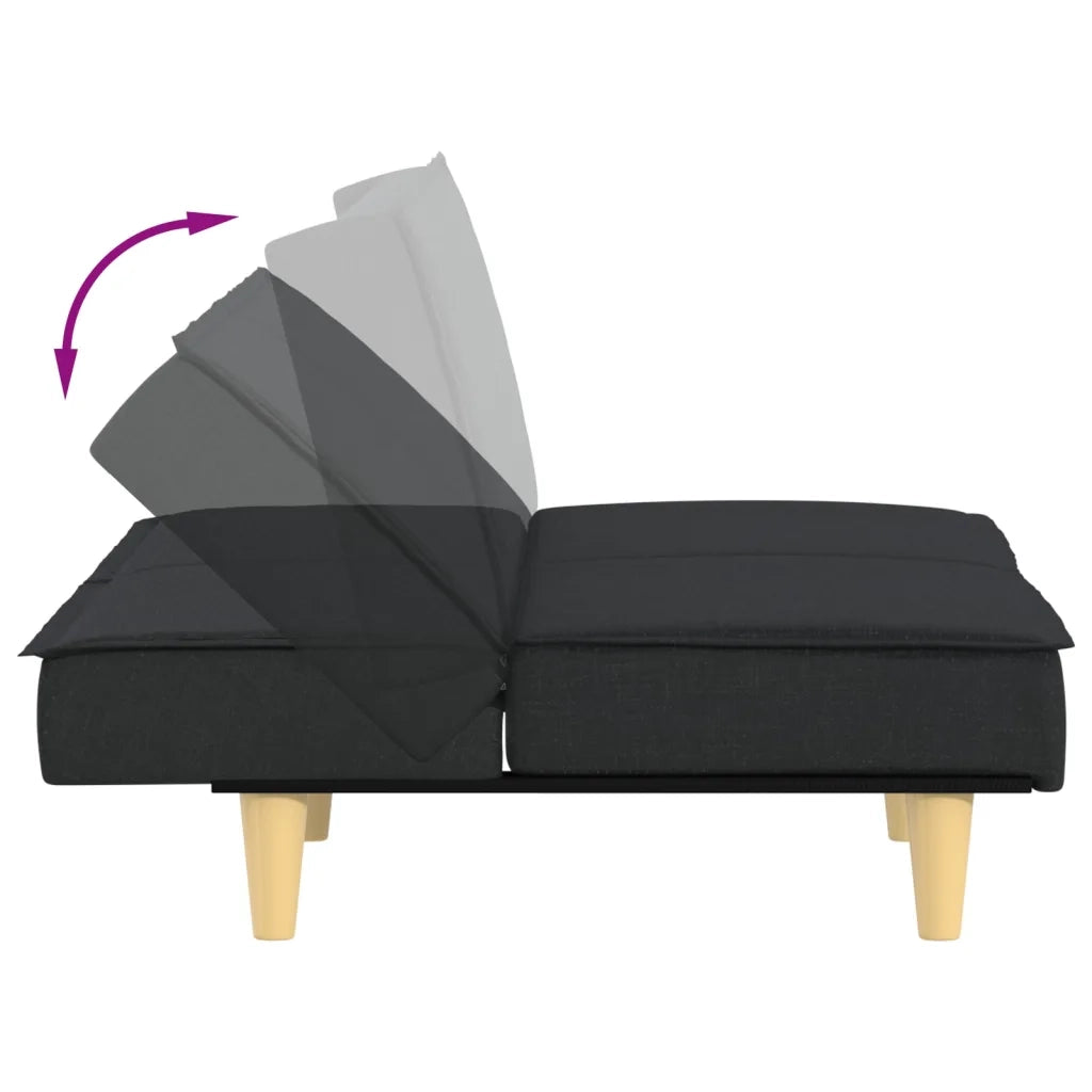 Divano Letto Nero in Tessuto 351902