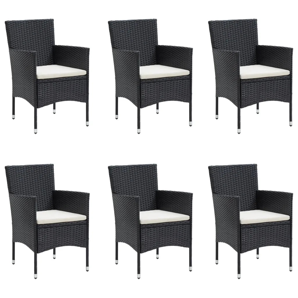 Set da Pranzo da Giardino 7 pz con Cuscini Nero 3156601