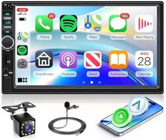 Autoradio 2 Din con schermo touchscreen da 7 pollici e telecamera posteriore