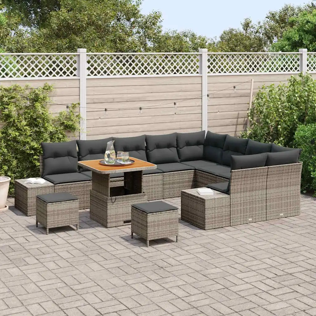Set Divano da Giardino con cuscino 12 pcs Grigio polyrattan 3362823