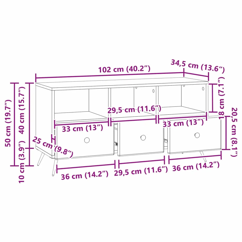 Mobile TV | Armadietto TV | Mobile Porta TV Rovere Sonoma 102 x 34,5 x 50 cm Legno ingegnerizzato