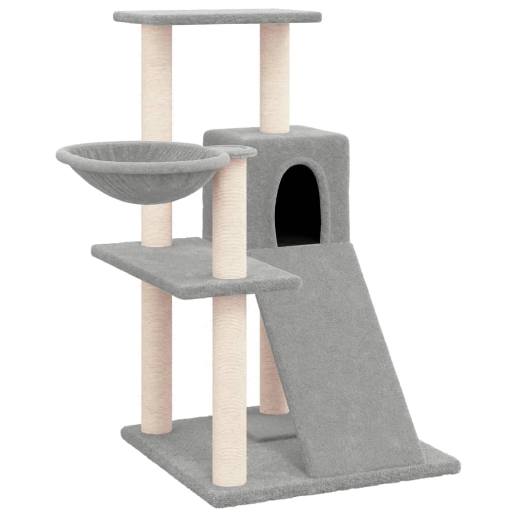 Tiragraffi per gatti torre per arrampicata giocattolo piattaforma per arrampicata con tiragraffi in sisal leggero 82 cm grigio 02_0022616
