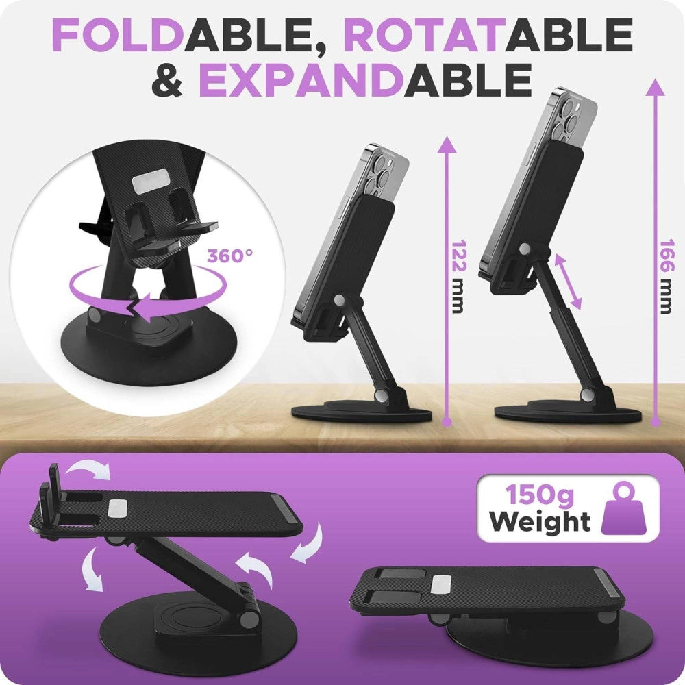 Trade Shop - Supporto Da Tavolo Per Tablet Smartphone Universale Con Base E Snodo Regolabile -