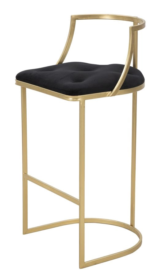 Sgabello Bar Istanbul Gold & Black - Sgabello con Velluto Imbottito e Struttura in Metallo, 45x45x90 cm - Stile Glam - Parent 940