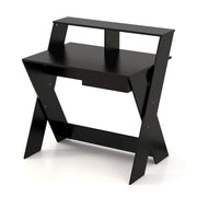Scrivania per computer con cassetto portaoggetti e supporto per monitor, Tavolo da studio per casa e ufficio Nero