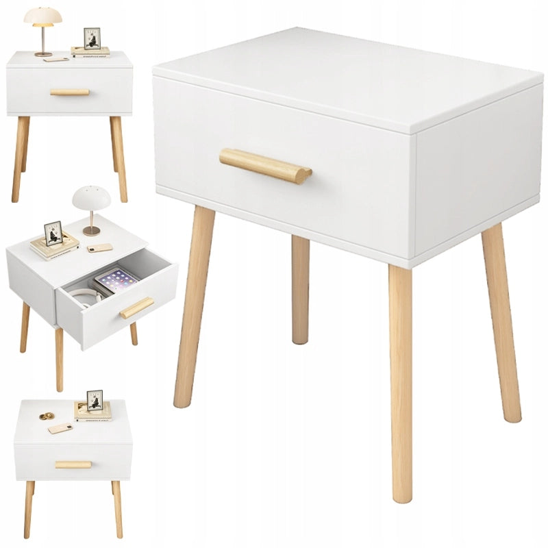 Comodino Bianco 45x54,5x30 cm Funzionale e Salvaspazio