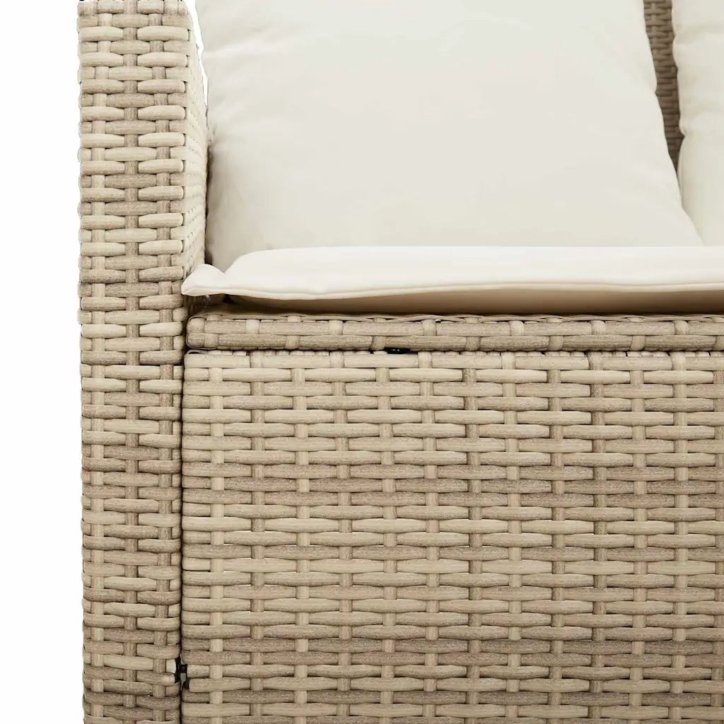 Divano Giardino 2 Posti con Cuscini e Tavolo-Sofa da Giardino-Divanetto da esterno Beige Polyrattan 713419