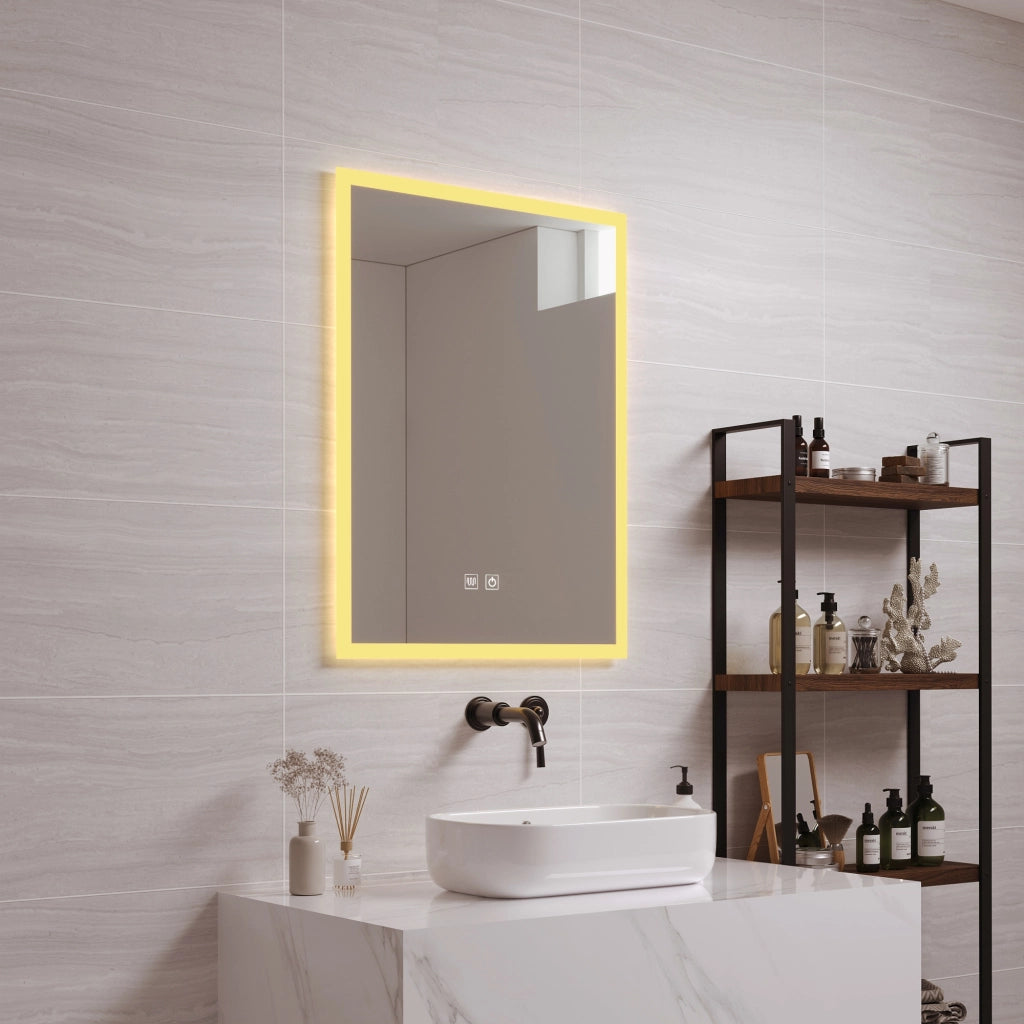 Specchio LED da Parete Scafa Multifunzionale Cornice Bianca 45 x 60 cm pro.tec