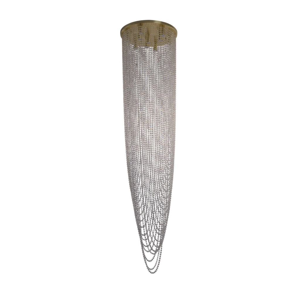 Pendente Swoop 10Lt, ottone satinato e cristallo trasparente