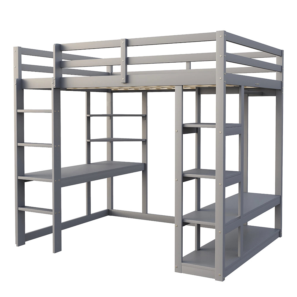 Letto a castello - Xylo - 140x200 cm scrivania grigio