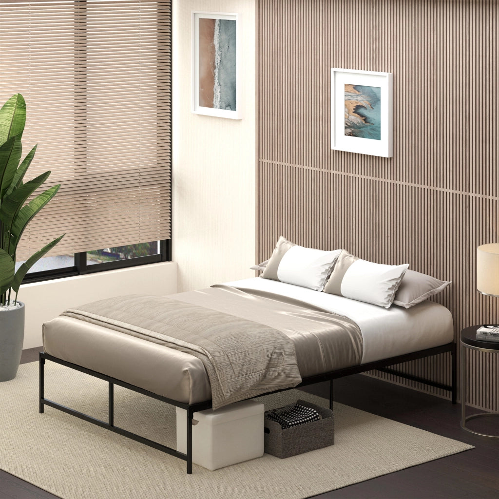 Letto Matrimoniale Contenitore in Metallo ¨C Zephmum ¨C Nero 135x190 cm