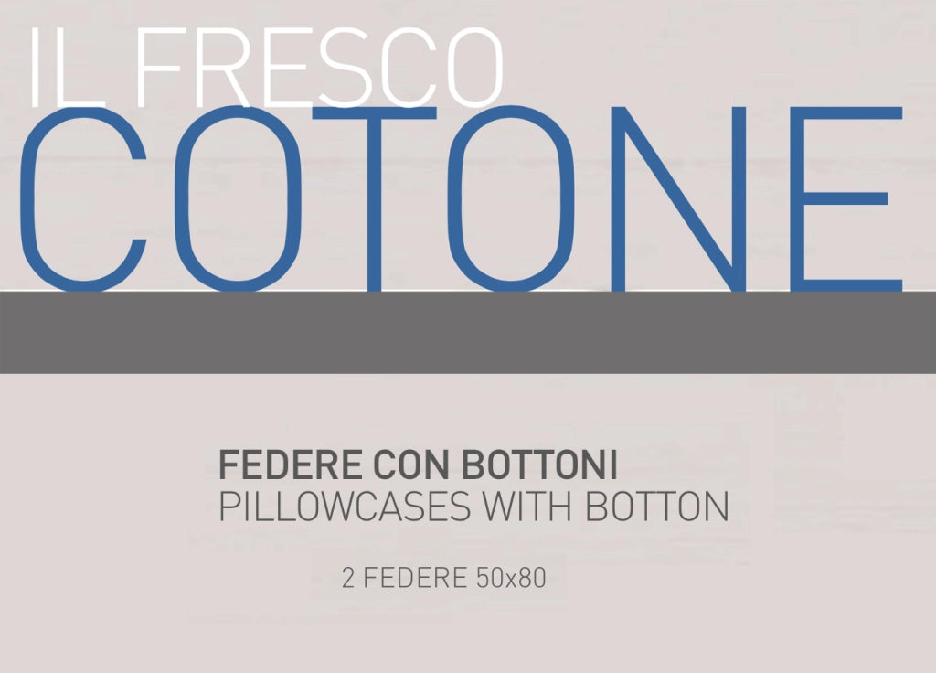 Coppia Federe Cuscino Letto 100% Cotone Disegno Acquarello Bottoni Laterali