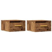 Set di 2 Comodini | Armadio da Notte | Mobiletto da notte a Muro Legno Antico 35x35x20 cm