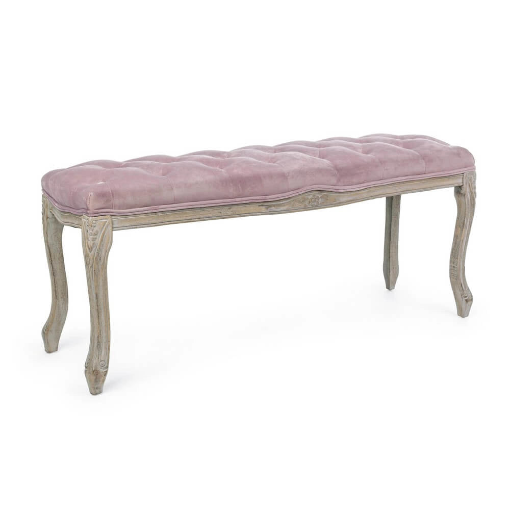 Panca imbottita in tessuto con gambe in legno stile classico - ARIANNA