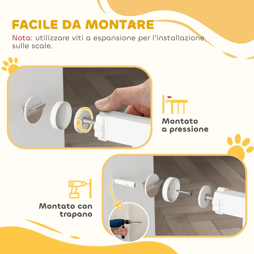 Cancelletto di Sicurezza Estensibile ¨C Xylo ¨C Metallo e Plastica Bianco 76-107 cm