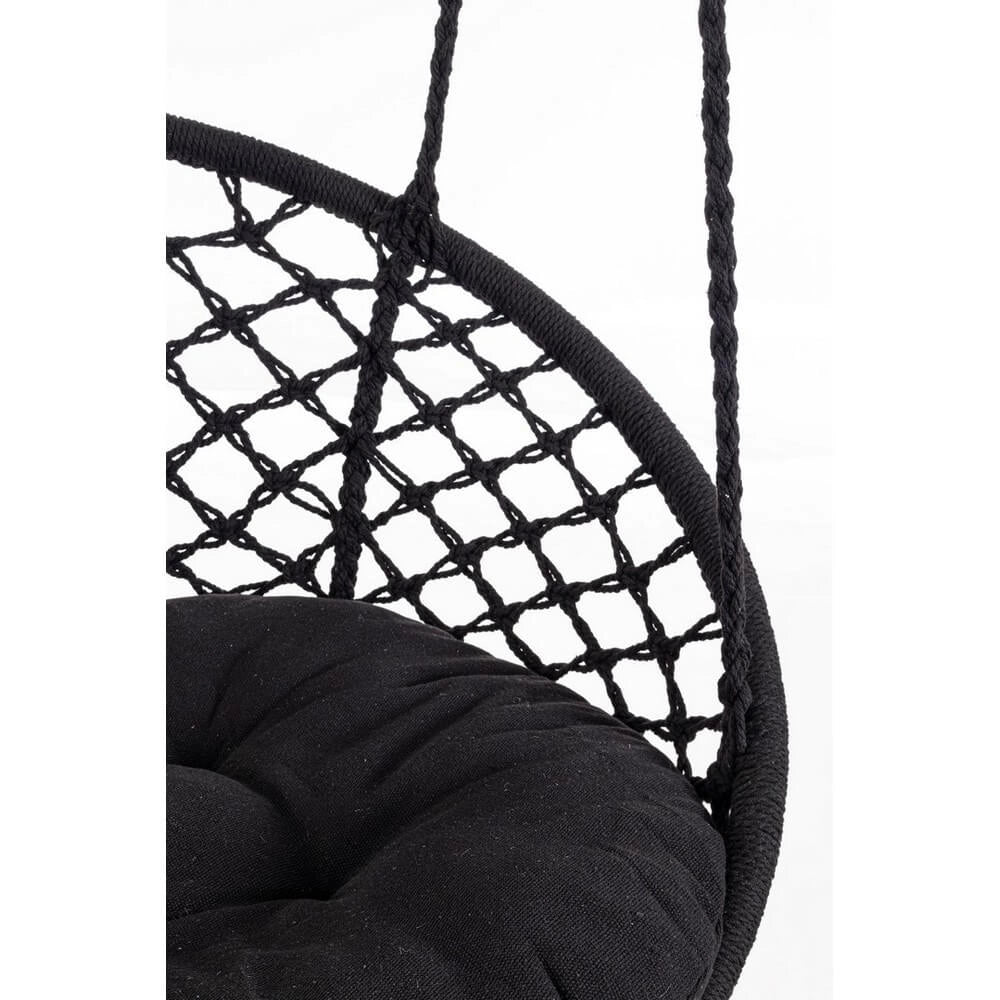 Poltrona Amaca Pensile in Macramé con Cuscino Rotonda - MONTANA