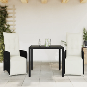 Set Bistrò da Giardino 3 pz con Cuscini in Polyrattan Nero 3277135
