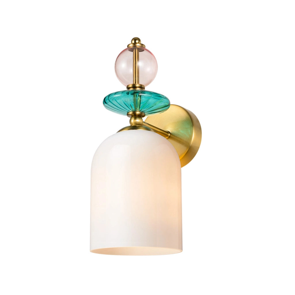 Applique Art Déco bianca ovale vetro oro E27 Tropea