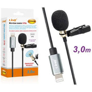 Trade Shop - Microfono Lavalier Lightning Suono Omnidirezionale A 360° Cavo 3 Metri Lt3543m -
