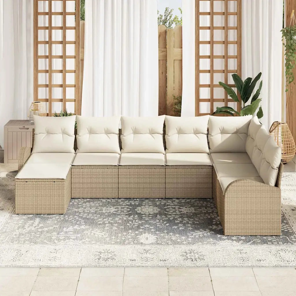 Set Divano da Giardino 8 pcs Beige Rattan in Polipropilene