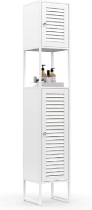 Arredobagno a 2 ante con lamelle in metallo bianco