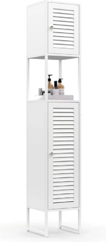 Arredobagno a 2 ante con lamelle in metallo bianco