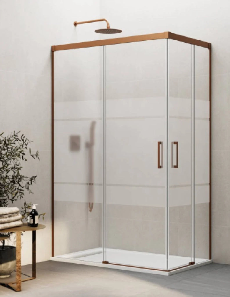 Box doccia ingresso angolare 2+2 THALASSA (BASIC) 140x90 cm Rame vetro serigrafato