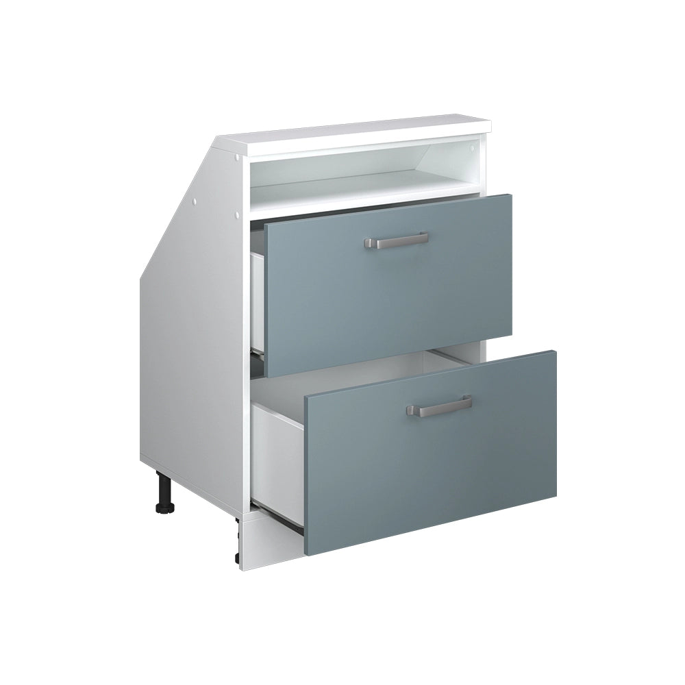 Mobile sottotetto Rion Grigio-blu/Bianco con 2 cassetti Vicco