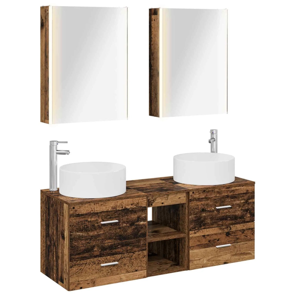 Set di mobili per il bagno 5 pz Legno antico 3407093