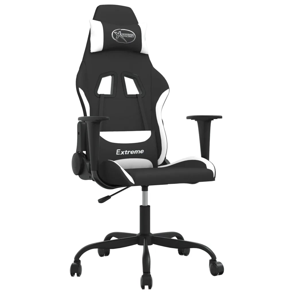 Sedia da Gaming Nero e Bianco in Tessuto 3143719