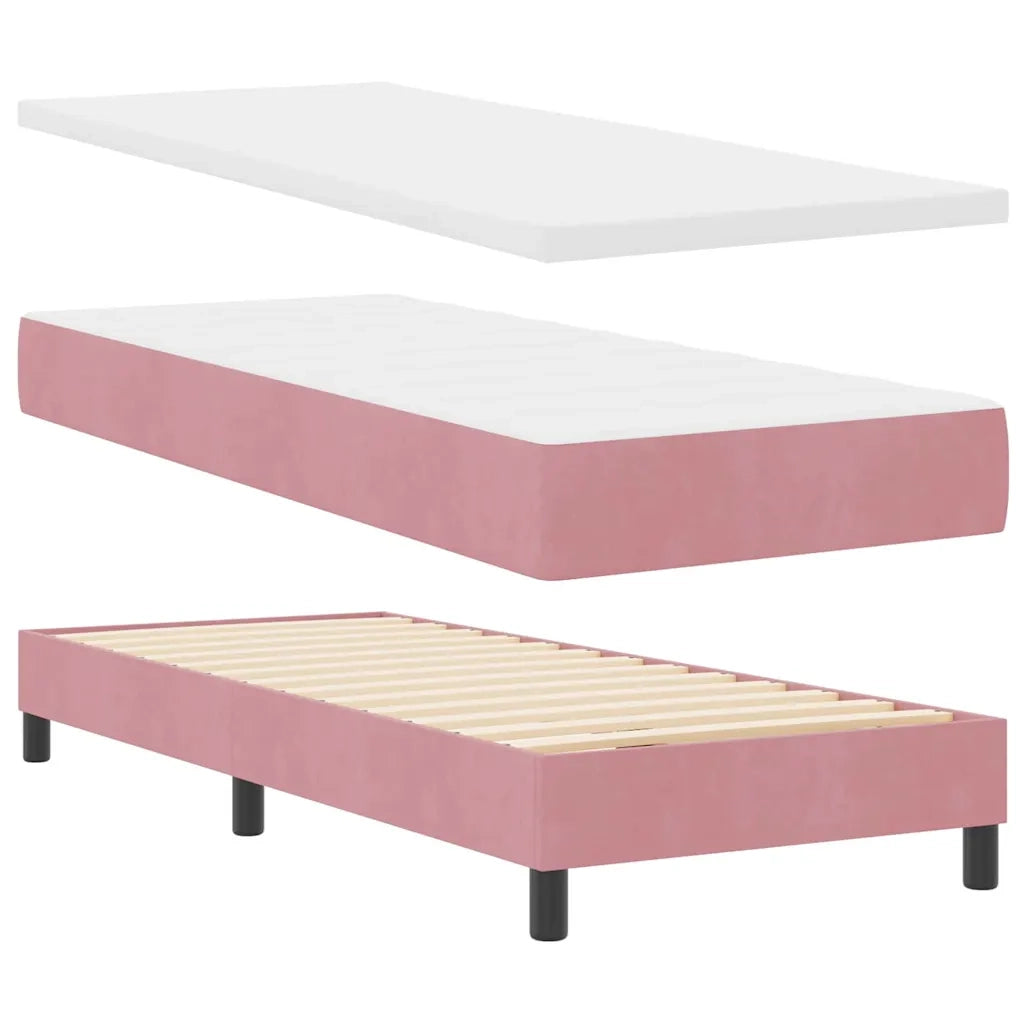 Letto a molle con testiera Rosa 200 x 80 cm Velluto 3341389