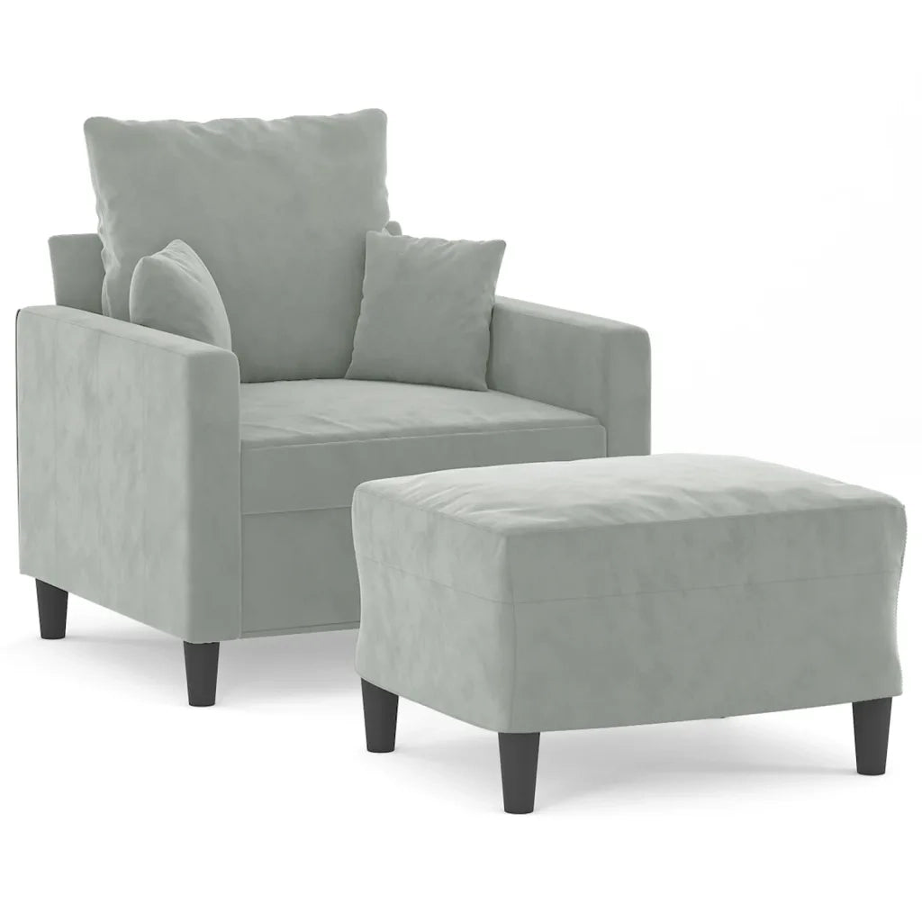 Poltrona | Sedia Relax con Poggiapiedi Grigio Chiaro 60 cm in Velluto